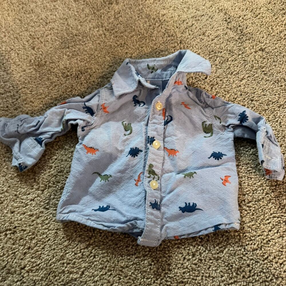 Carter's 2 Piece SET of Boys Size Newborn Button Down Shirt & Pull On Pants - Picture 6 of 8